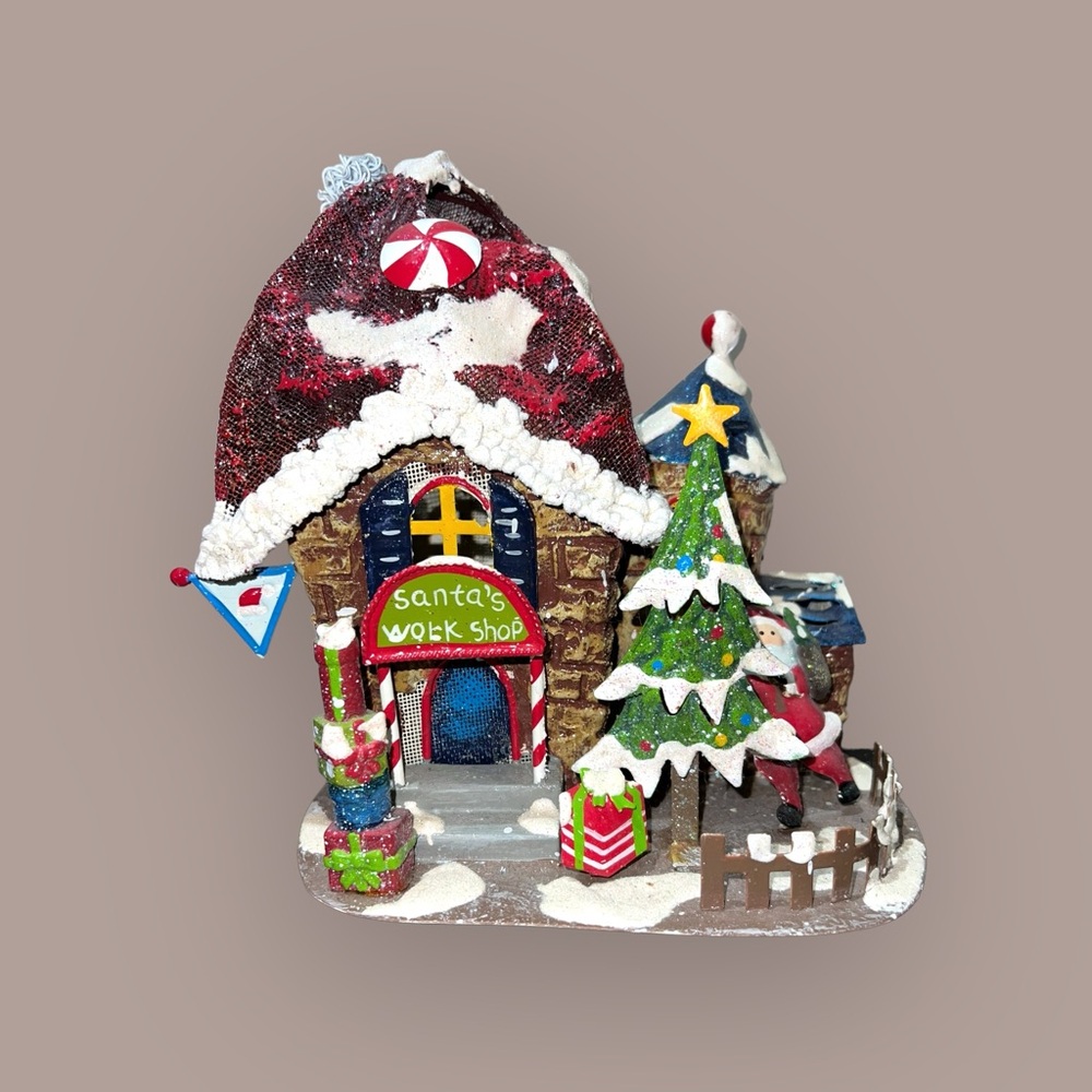 Santa’s Workshop’ 9” Metal Tea Light Display